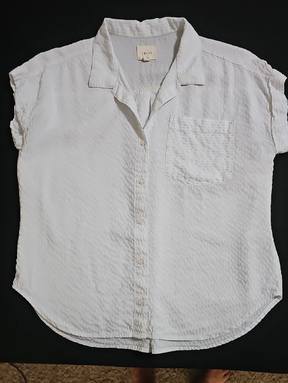 Women's Light Blue And White Stripe Button-Up Shirt